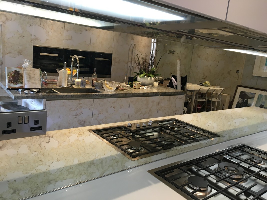 Mirror glass splashback in Richmond luxury kitchen
